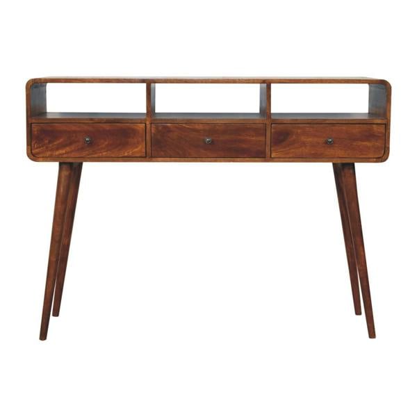 Artisan Furniture Solid Wood Triple Curved Chestnut Console Table