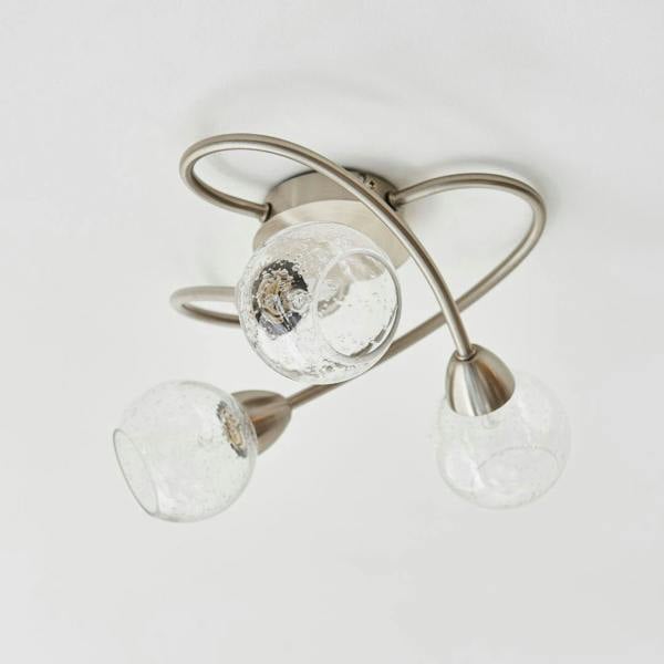 Pagazzi Lighting Callen Satin Nickel 3 Light Flush Ceiling Light