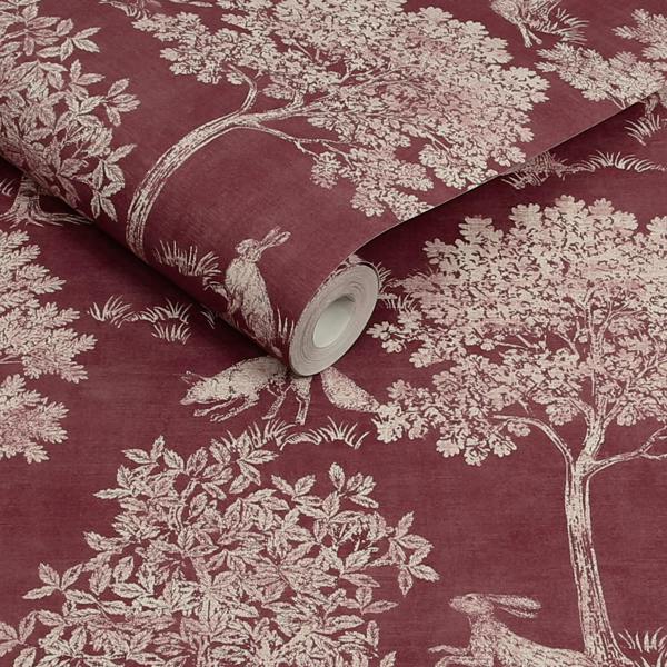 Joules Fox & Hare Red Wallpaper