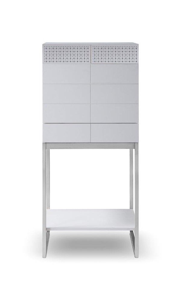 Dark Chrome And White Drinks Cabinet by Gillmore