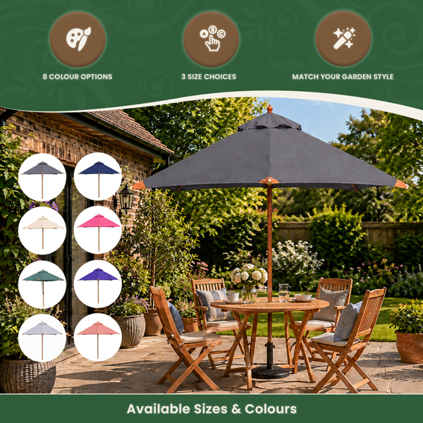 3.5m Premium Hardwood Garden Parasol Umbrella