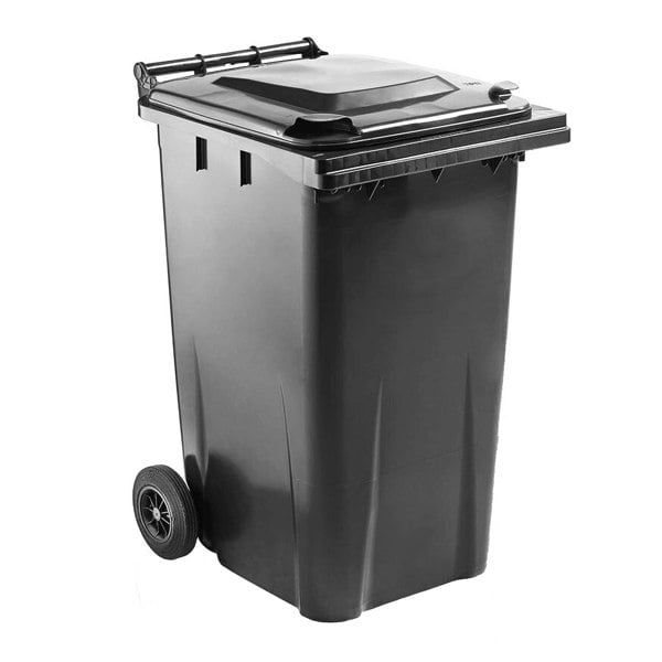 240L Standard Sized Outdoor Recycling Wheelie Bin With Rubber Wheels & Lid