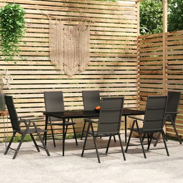 Berkfield 7 Piece Garden Dining Set Black