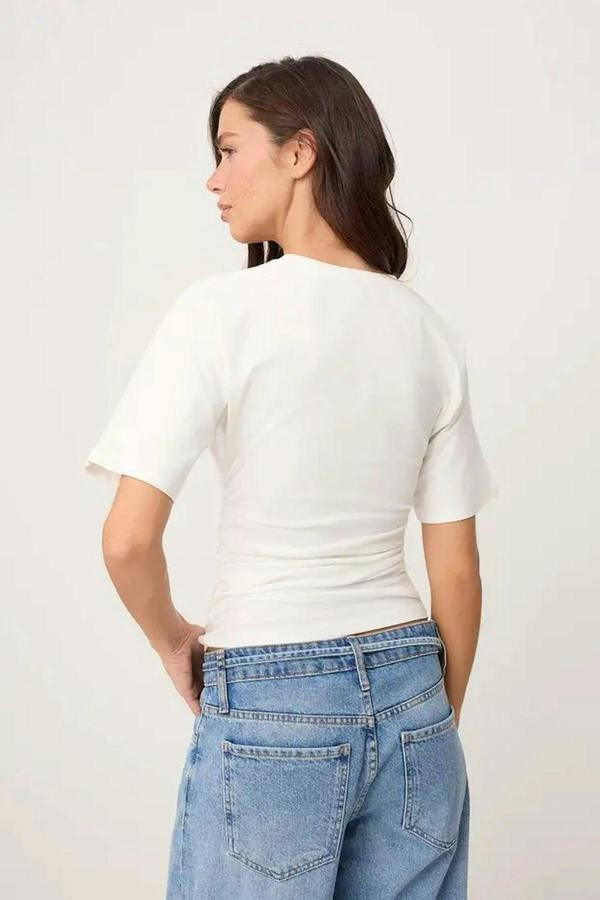 Wardrobe Essentials Fitted Short Sleeve Stretch Knit T-Shirt
