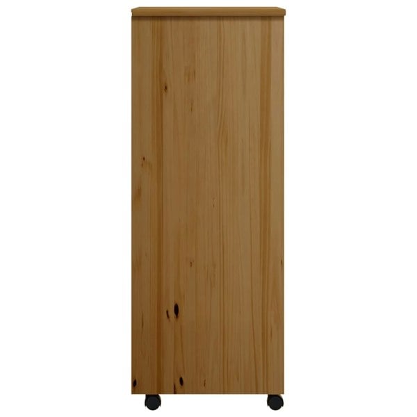 Berkfield Rolling Cabinet with Drawers MOSS Honey Brown Solid Wood Pine