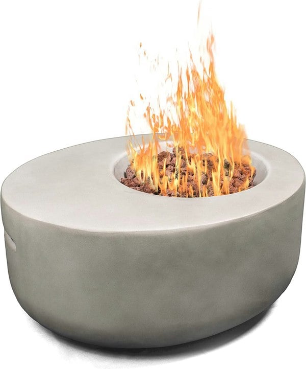 MDA Designs ECHO Light Grey Lavish Garden & Patio Gas Fire Pit with Eco-Stone Finish