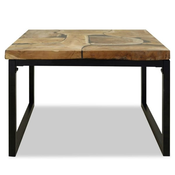Berkfield Coffee Table Teak Resin 60x60x40 cm Black and Brown