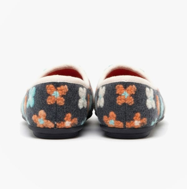 Sleepers GRACIE Womens Knitted Full Slippers Grey Multi