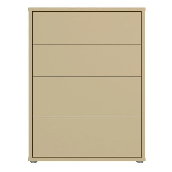 Alice Springs 4 Drawer Chest with Push-to-Open Drawers in Butter Yellow