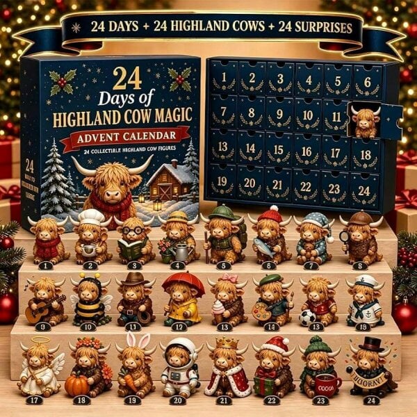 Obasyhig Highland Cow Christmas Advent Calendar Surprise Box