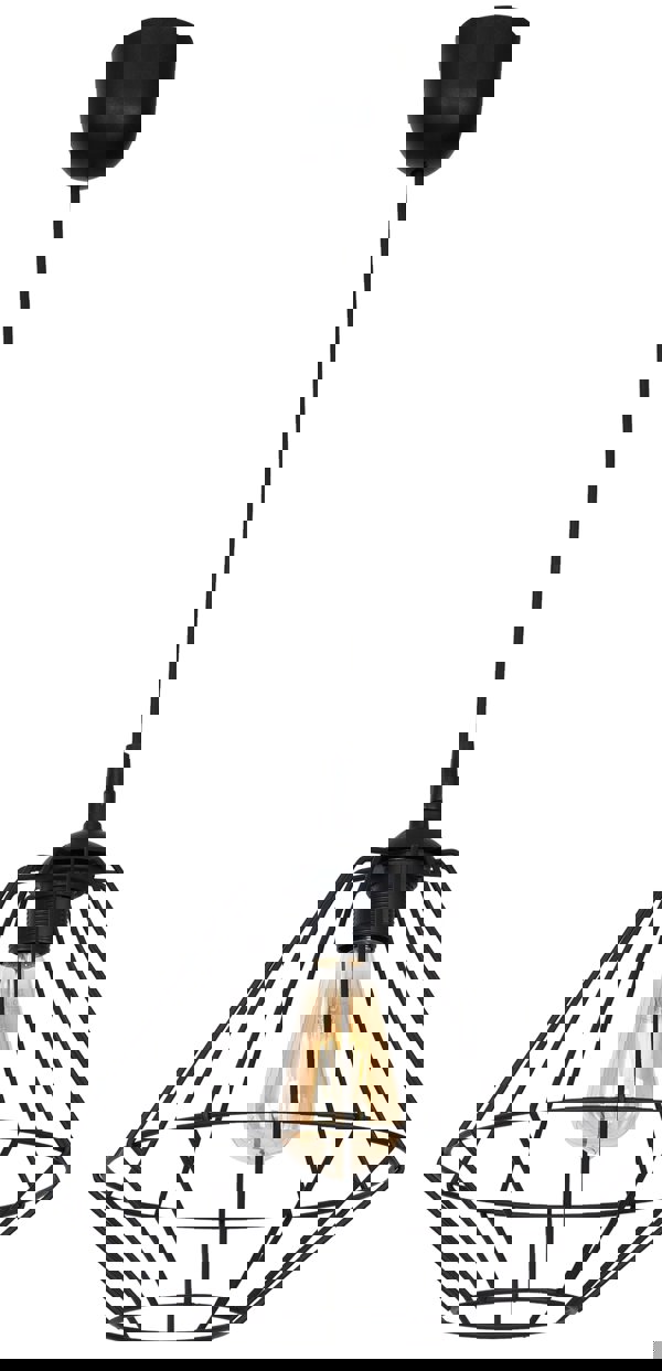 Milagro Colin Black Pendant Lamp 1XE27 Hand Made Matt Black Cage Style Lamps Creating Industrial Chic