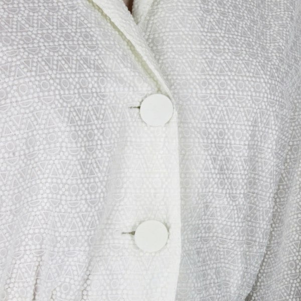 Alaia intricately embroidered cropped jacket in white cotton