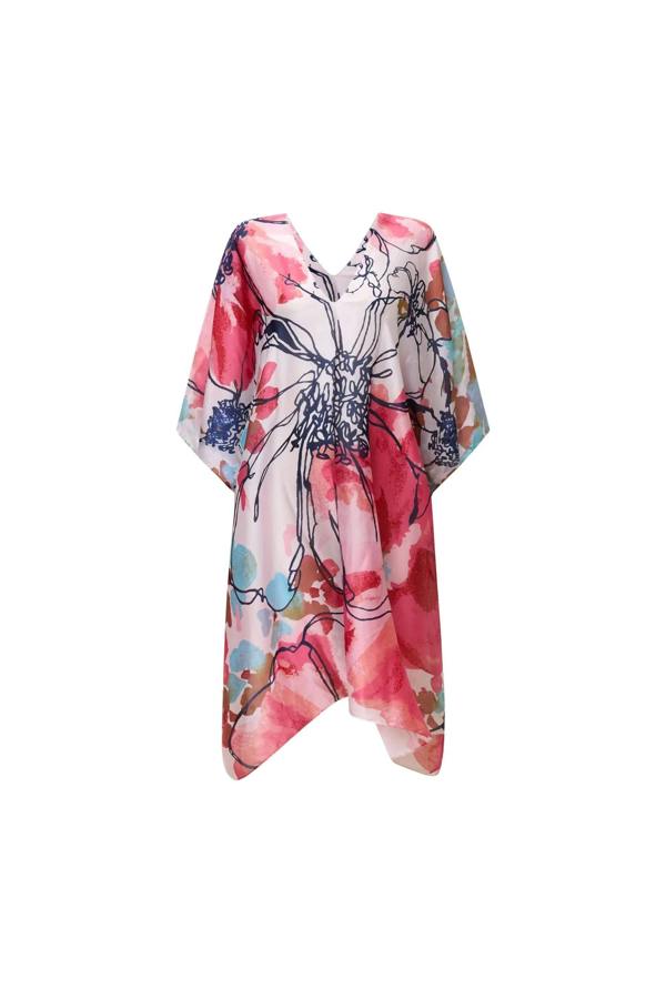 James Lakeland Red Floral Sketch Kaftan