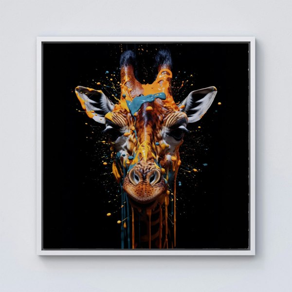 Warren Reed Giraffe Face Splash Art Framed Canvas