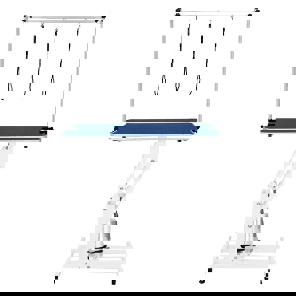 Monstershop White Hydraulic Grooming Table - Blue Table Top