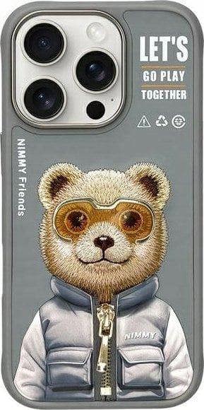 Nimmy Friends Cool & Cute 2.0 Bear Case for iPhone 16 Pro Max 6.9" Grey - N-KM-iP16-Pro-Max-011
