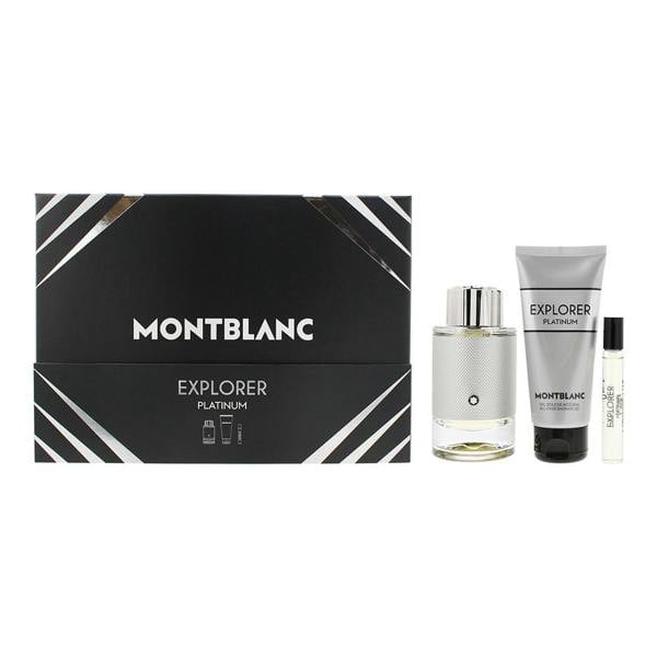 Montblanc Explorer Platinum 3 Piece Gift Set: Eau de Parfum 100ml - Eau de Parfum 7.5ml - Shower Gel 100ml