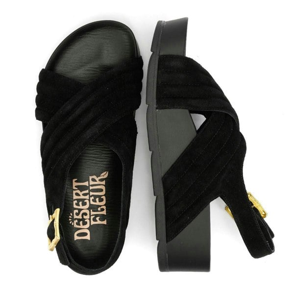 Desert Fleur Sparks Suede Women's Black Sandals