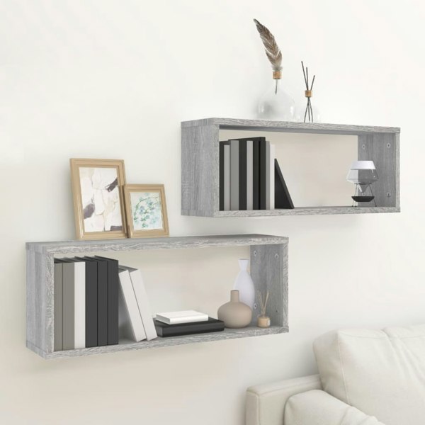 Berkfield Wall Cube Shelves 2 pcs Grey Sonoma 60x15x23 cm Engineered Wood