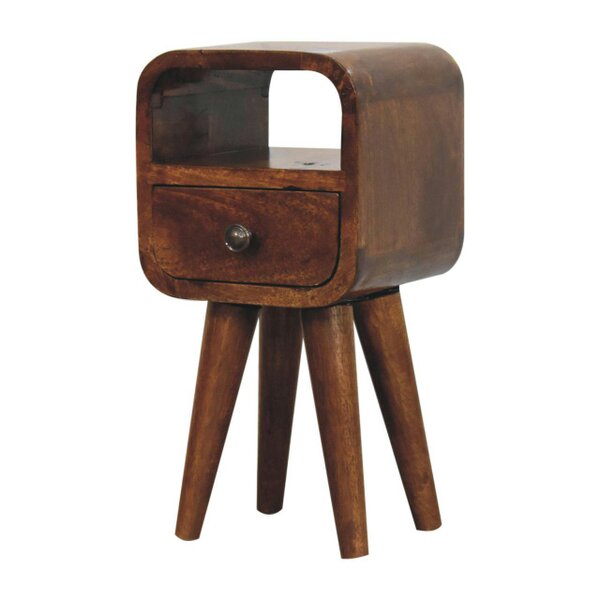 Wyld Haus Cagliari Small Chestnut Curve Drawer and Shelf Bedside Table
