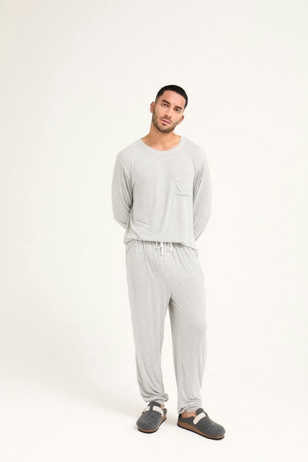 Mister You Bamboo Pyjama Set in Grey Marl