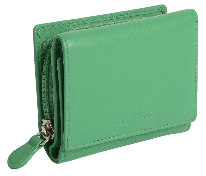 SADDLER CARLA Handmade Leather Compact Trifold Purse – RFID Protected | 5 Card Slots, ID Window & Zipped Coin Pocket | Gift Boxed - Jelly Bean
