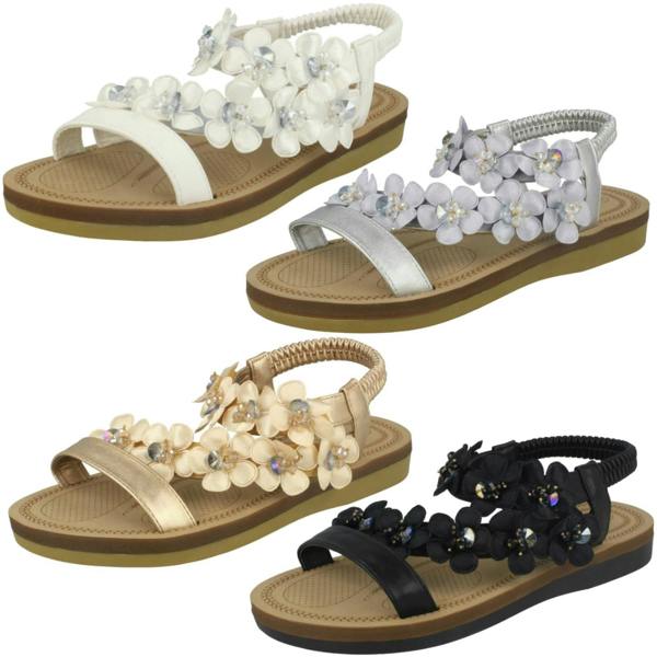 Anne Michelle Ladies Anne Michelle Flower Trim Sandals