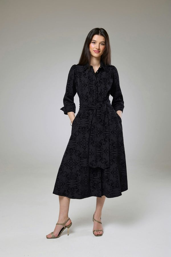 Isha's Timeless collection Vintage Black Velvet Sleeved Dress