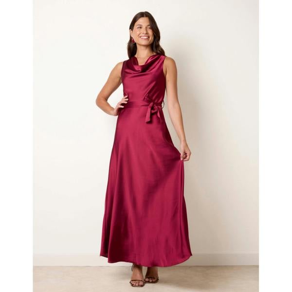 Blue Vanilla Satin Cowl Neck Dress