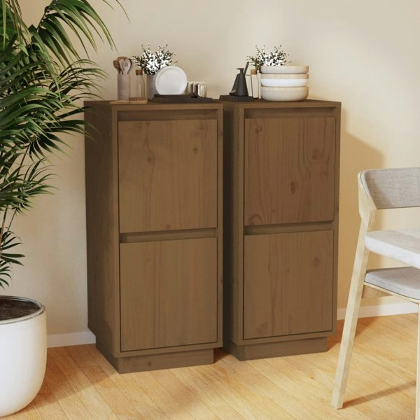 Berkfield Sideboards 2 pcs Honey Brown 31.5x34x75 cm Solid Wood Pine