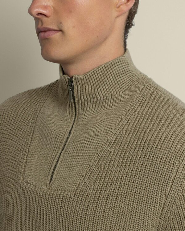 Larsson & Co Rib Panel Knitted 1/4 Zip Sweater