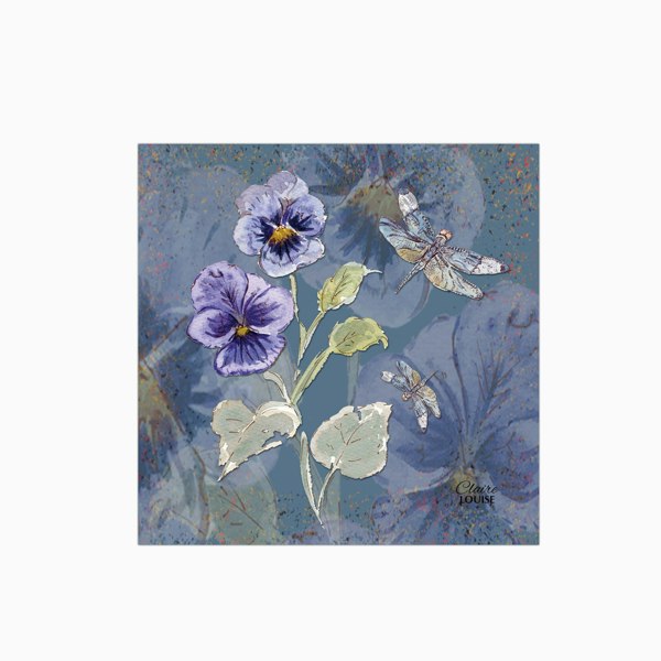 Claire Louise - Designer Powder Bloom Pansies Glass Kitchen Splashback