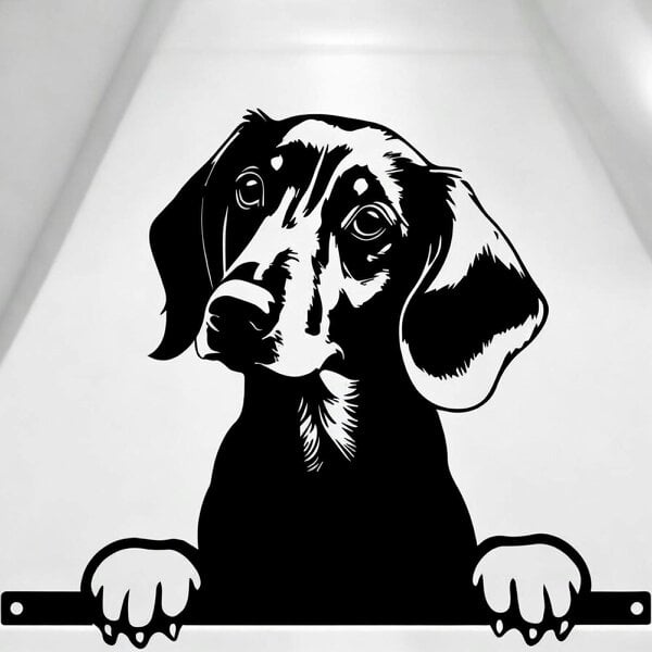 EDH Door Hardware Metal Dachshund Peeking Dog Silhouette – 28cm x 32cm | Decorative Dachshund Art for Home & Garden Décor