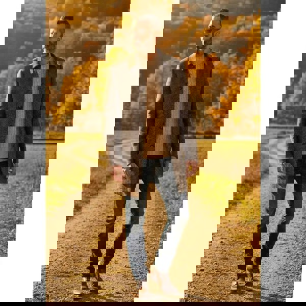 House Of Cavani Pearson - Men's Brown Wool Blend Houndstooth Tweed Overcoat