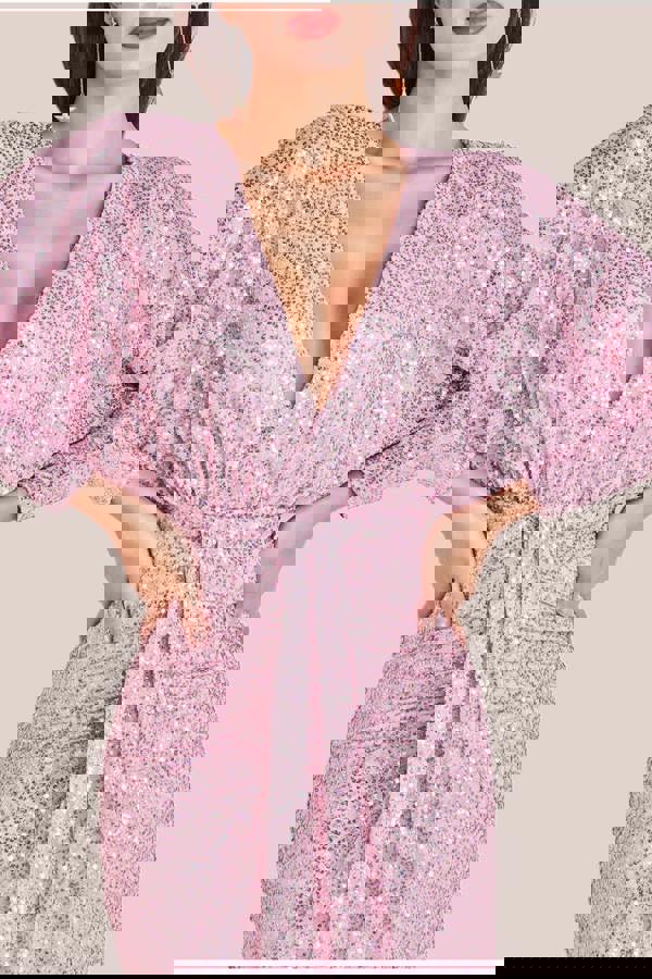 Plunge V-Neck Sequin Maxi - Blush DR3833