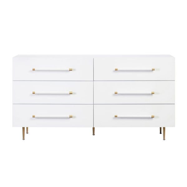 Furniture Edit Trident White 6 Drawer Dresser Chest Of Dawers