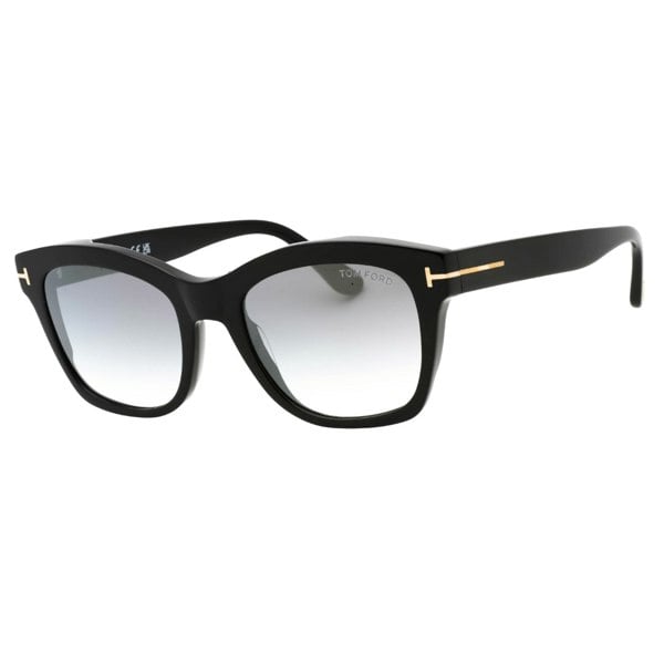 Tom Ford Lauren-02 Grey Mirrored Lens Shiny Black Sunglasses One Size