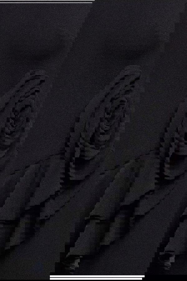 Scuba Crepe Rose Frill Midi Dress - Black DR4300