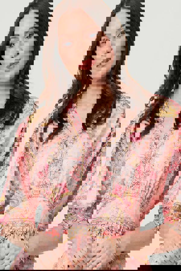 Pink | Relaxed 3/4 Sleeve Empire Maxi Dress