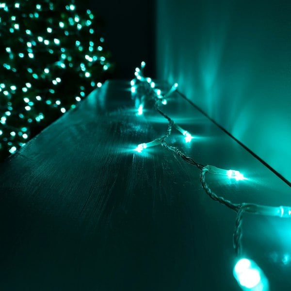 Samuel Alexander 200 LED 16m Premier Christmas Outdoor 8 Function Lights Clear Wire in Turquoise