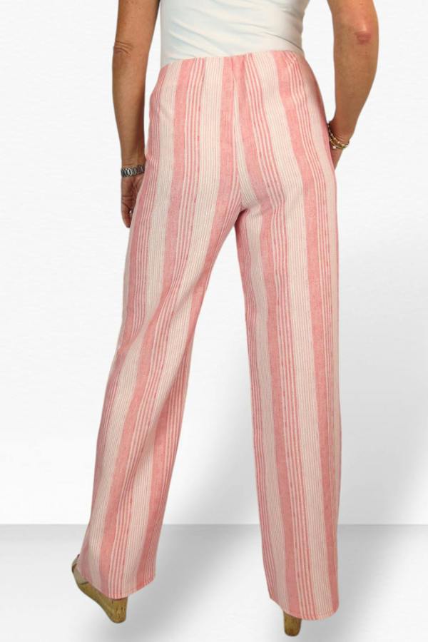 Paulo Due Women's Striped Elasticated Waist Wide Leg Trousers