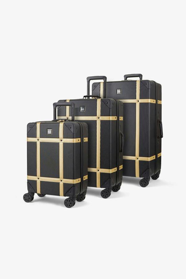 Rock Luggage Vintage Hard Shell Luggage Trunk Suitcase Set
