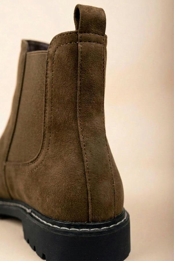 Saoirse Faux Suede Chunky Sole Chelsea Boots - Camel