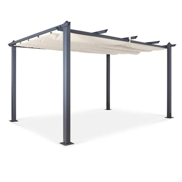 Oseasons Acorn Aluminium 4m Rectangular Pergola Gazebo in Creamy White