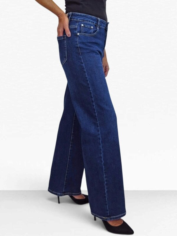 Paulo Due Women's High Waist Wide Straight Leg Stretch Jeans