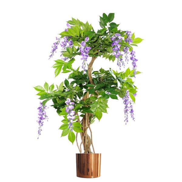 Leaf 110cm Artificial Purple Blossom Tree with Copper Metal Planter