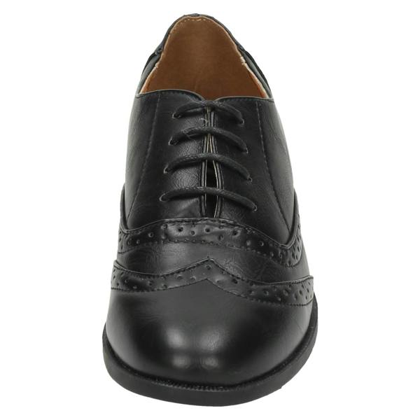 Spot On Ladies Spot On Mid Heel Lace Up Brogue Shoes