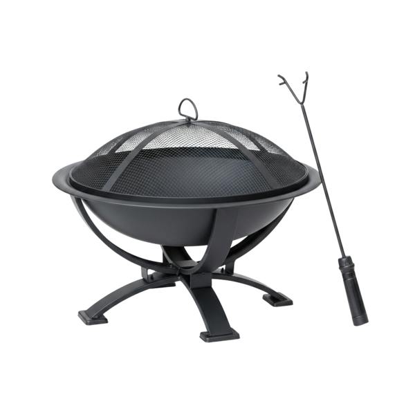 Samuel Alexander 43cm Black Steel Outdoor Garden El Clasico Firepit with Fire Poker