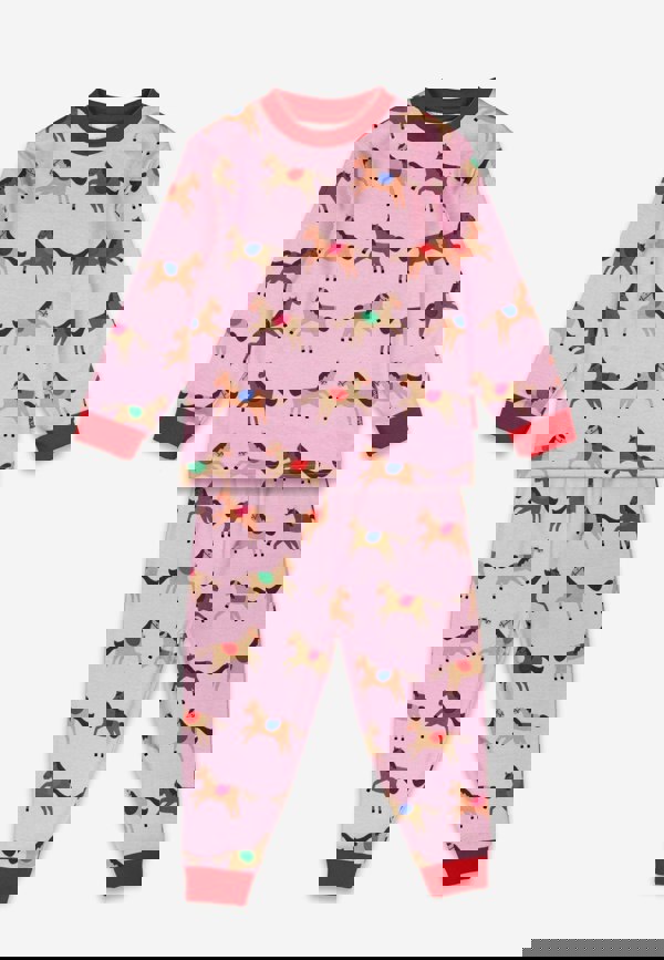 Organic Pink Horse and Pony Print Pyjamas - Toby Tiger UK Wholesale