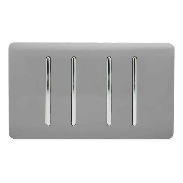 Trendi Switch 4 Gang Intermediate Rocker Light Switch in Light Grey
